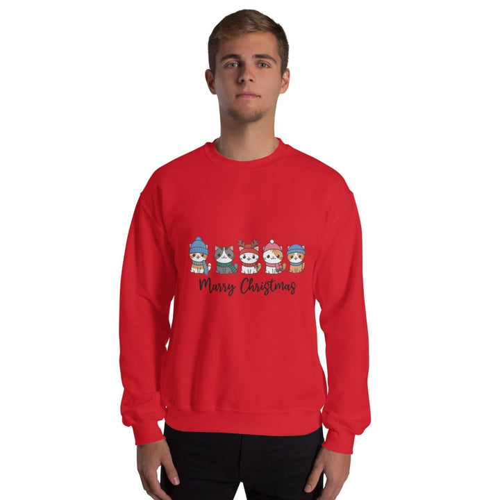 Meowy Cats Christmas Graphic Sweatshirt - Red - S - ArtyKoala