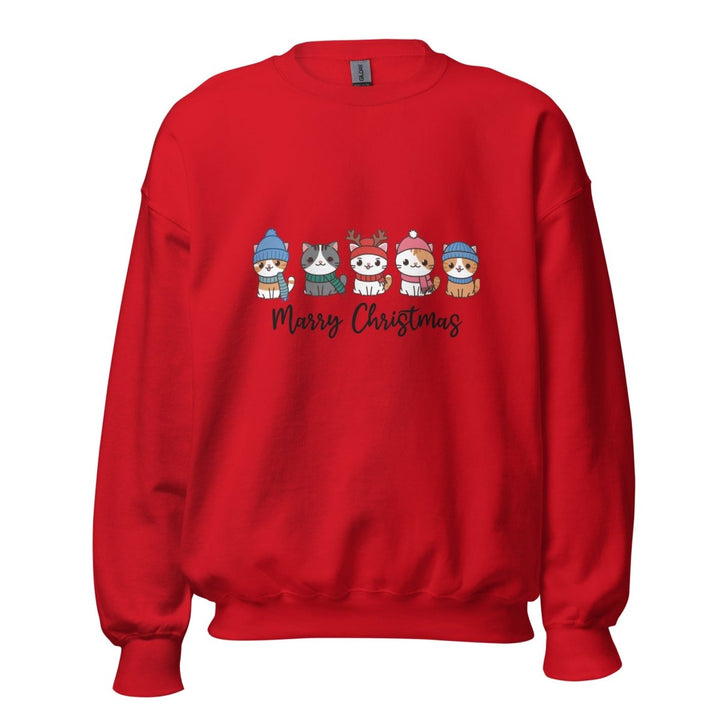 Meowy Cats Christmas Graphic Sweatshirt - Red - S - ArtyKoala