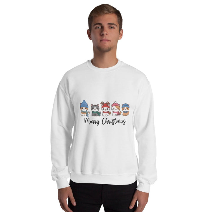 Meowy Cats Christmas Graphic Sweatshirt - Navy - S - ArtyKoala