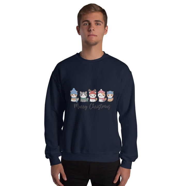 Meowy Cats Christmas Graphic Sweatshirt - Maroon - S - ArtyKoala
