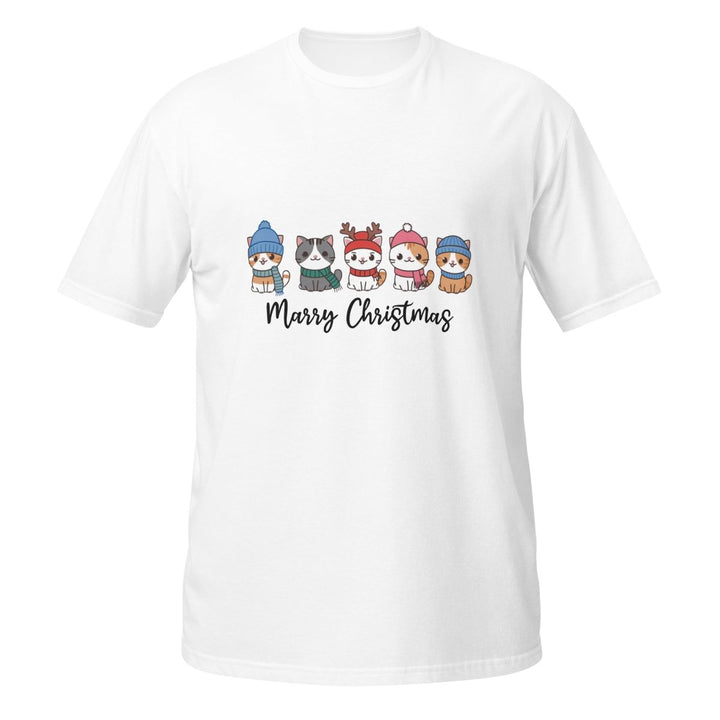 Meowy Christmas Graphic Tee - White - S - ArtyKoala