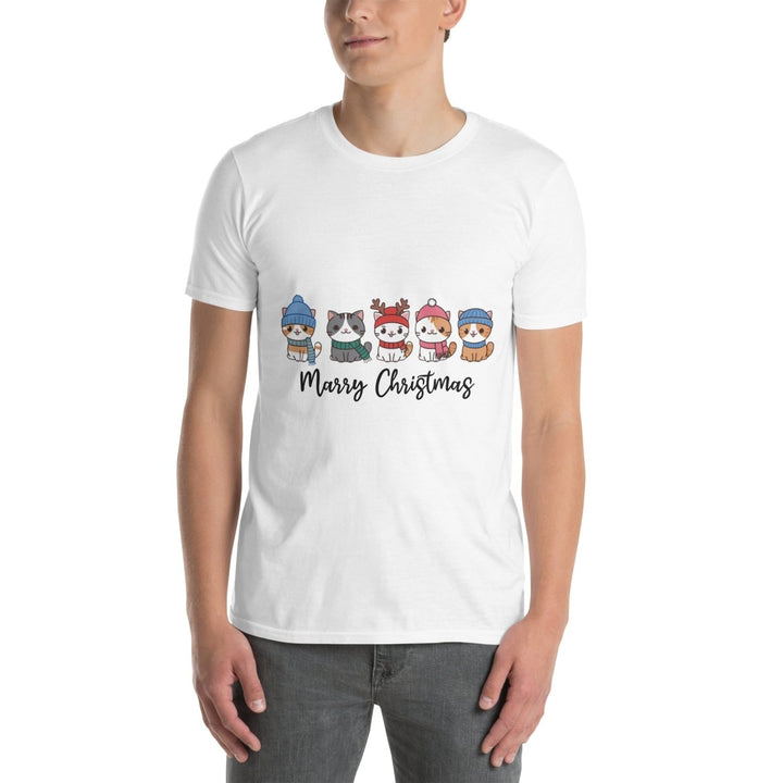 Meowy Christmas Graphic Tee - White - S - ArtyKoala