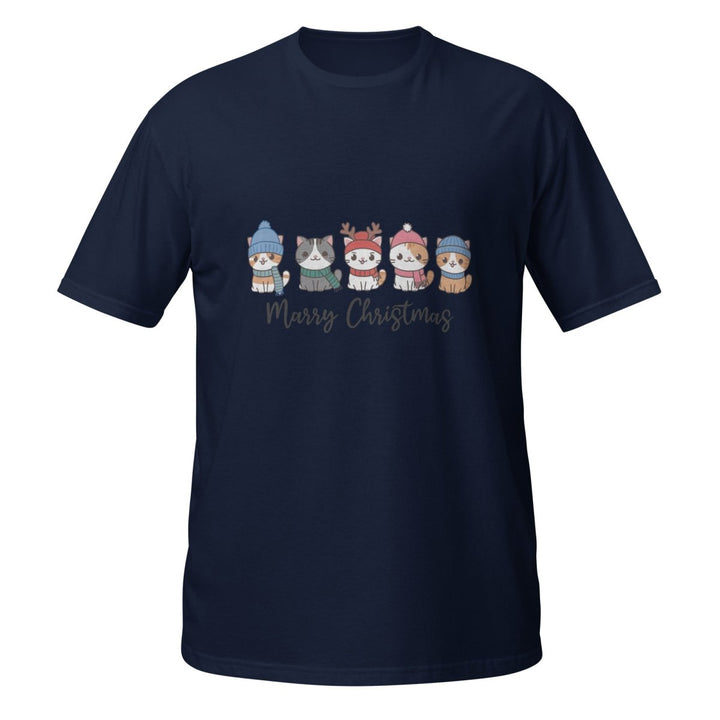 Meowy Christmas Graphic Tee - Navy - S - ArtyKoala