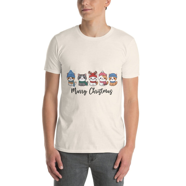 Meowy Christmas Graphic Tee - Natural - S - ArtyKoala
