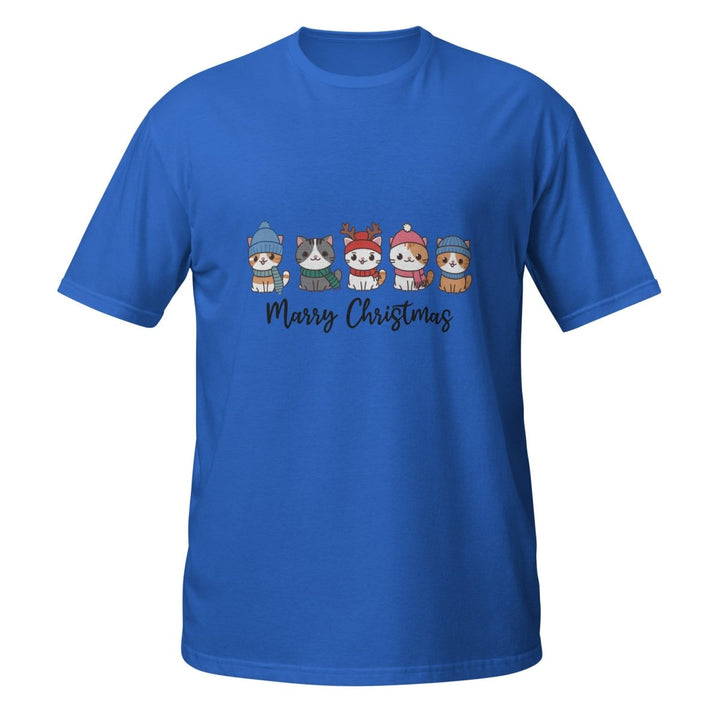 Meowy Christmas Graphic Tee - Royal - S - ArtyKoala
