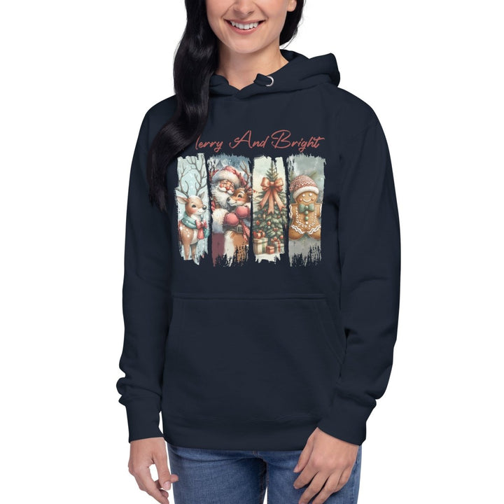 Merry And Bright Graphic Hoodie - White - S - ArtyKoala