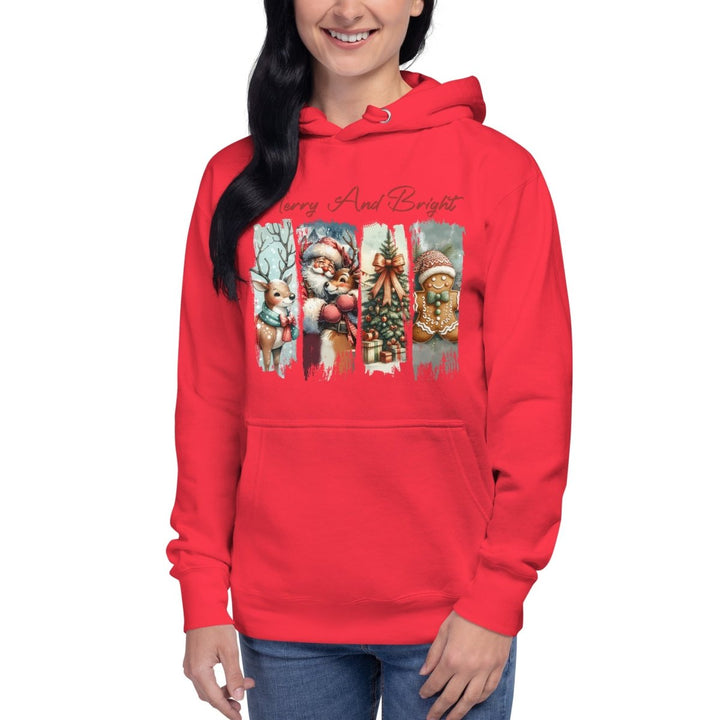 Merry And Bright Graphic Hoodie - White - S - ArtyKoala