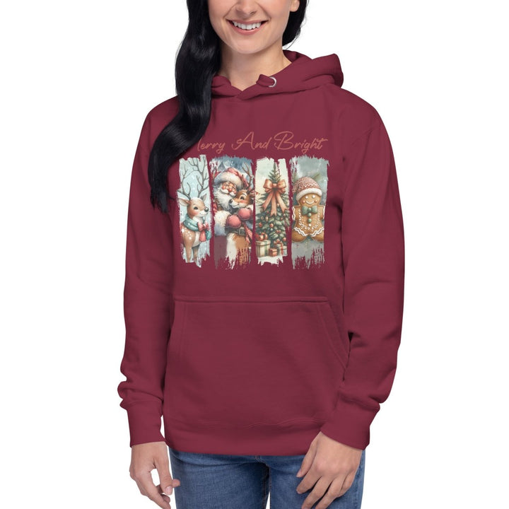 Merry And Bright Graphic Hoodie - White - S - ArtyKoala