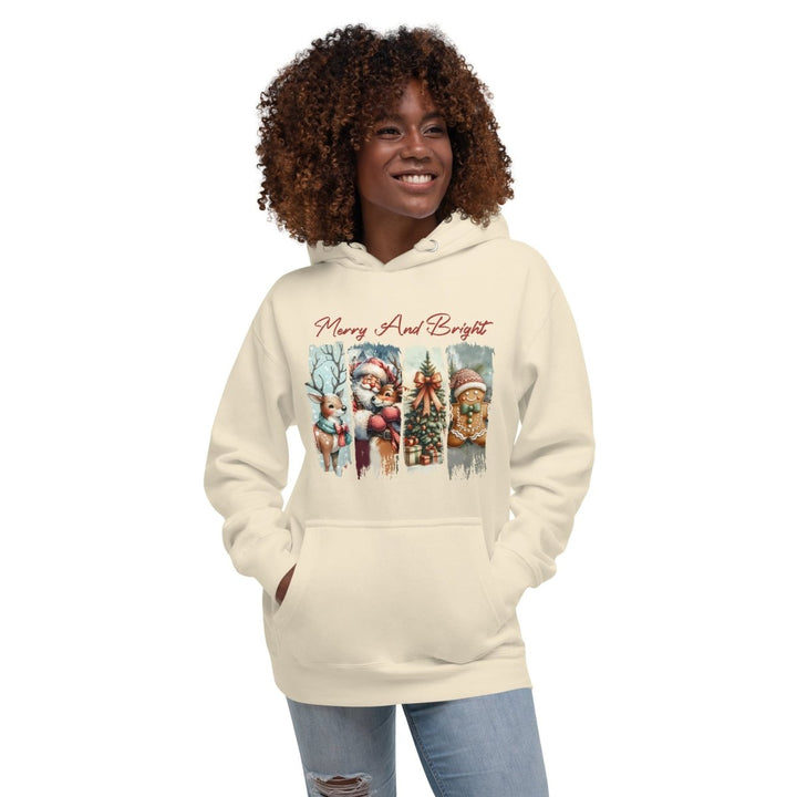 Merry And Bright Graphic Hoodie - White - S - ArtyKoala