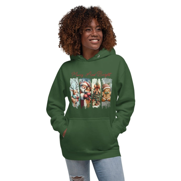Merry And Bright Graphic Hoodie - White - S - ArtyKoala