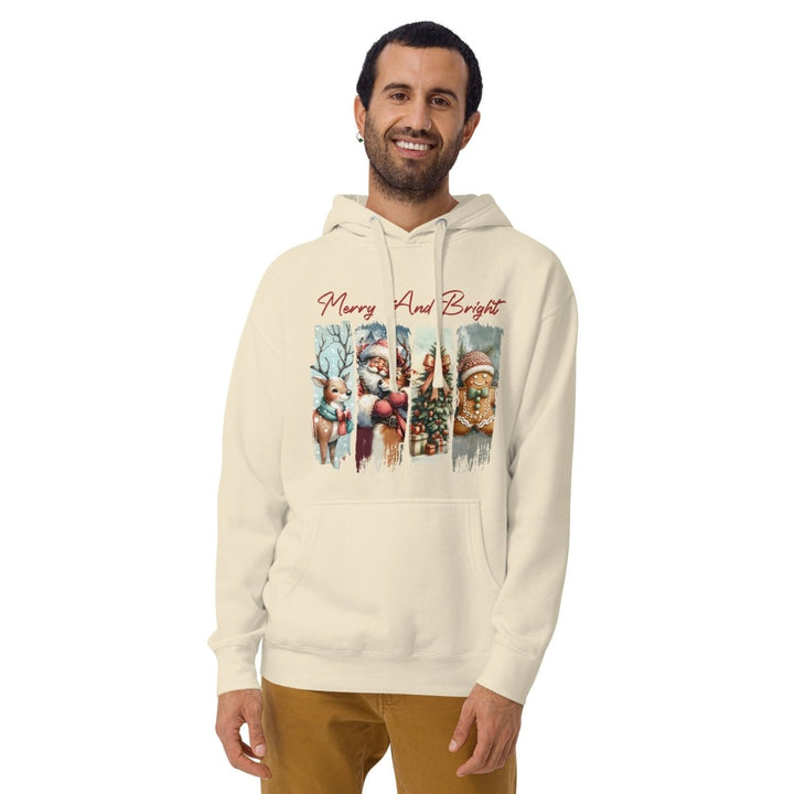 Merry And Bright Graphic Hoodie - White - S - ArtyKoala