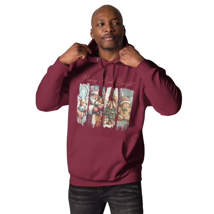 Merry And Bright Graphic Hoodie - White - S - ArtyKoala