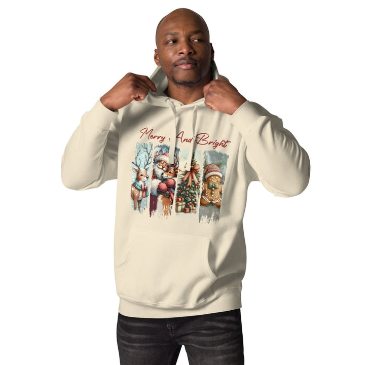 Merry And Bright Graphic Hoodie - White - S - ArtyKoala