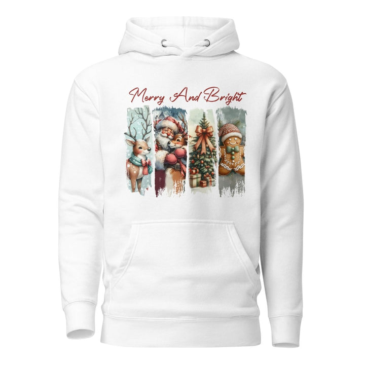 Merry And Bright Graphic Hoodie - White - S - ArtyKoala
