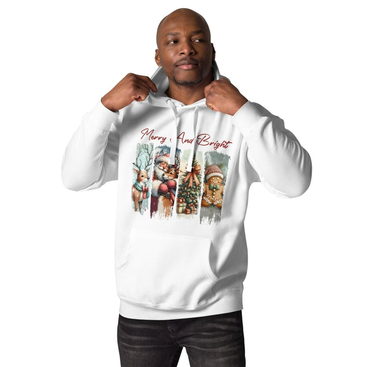 Merry And Bright Graphic Hoodie - White - S - ArtyKoala