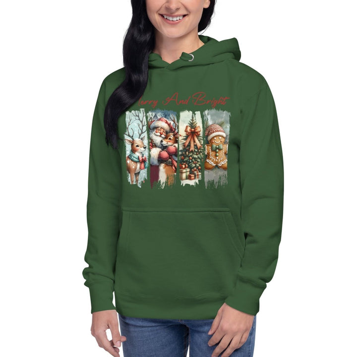 Merry And Bright Graphic Hoodie - White - S - ArtyKoala