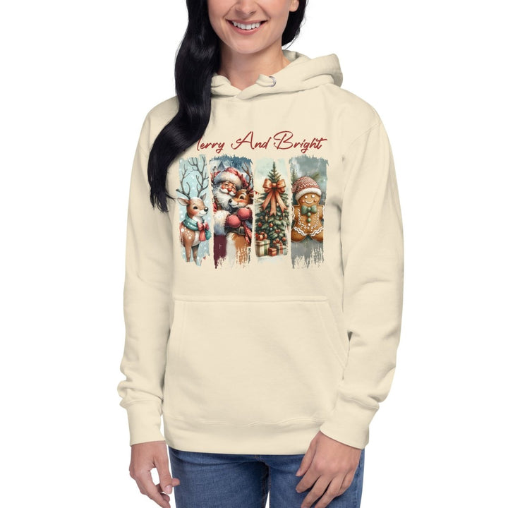 Merry And Bright Graphic Hoodie - White - S - ArtyKoala
