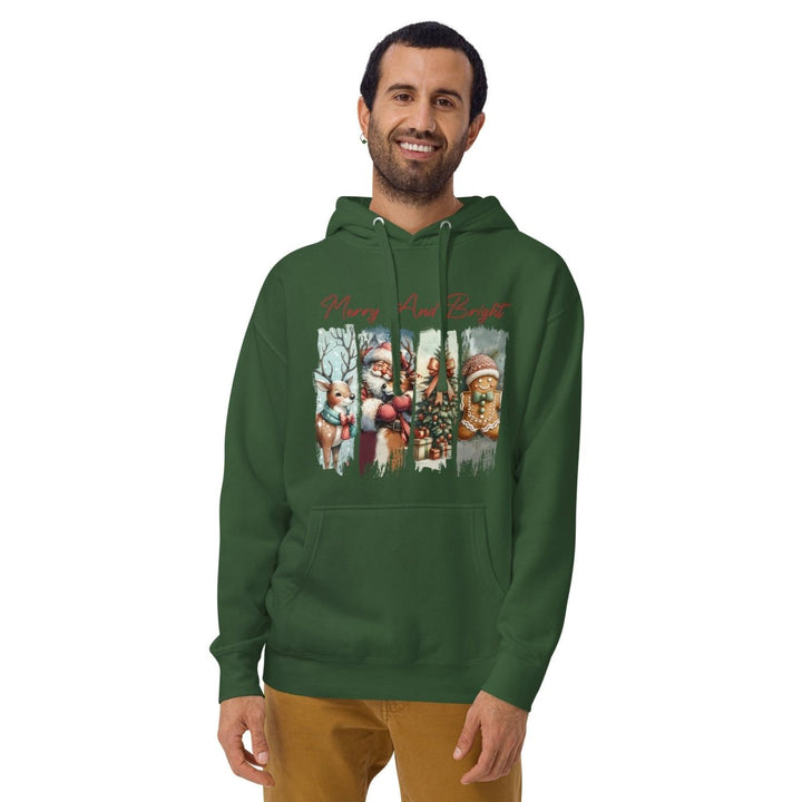 Merry And Bright Graphic Hoodie - White - S - ArtyKoala