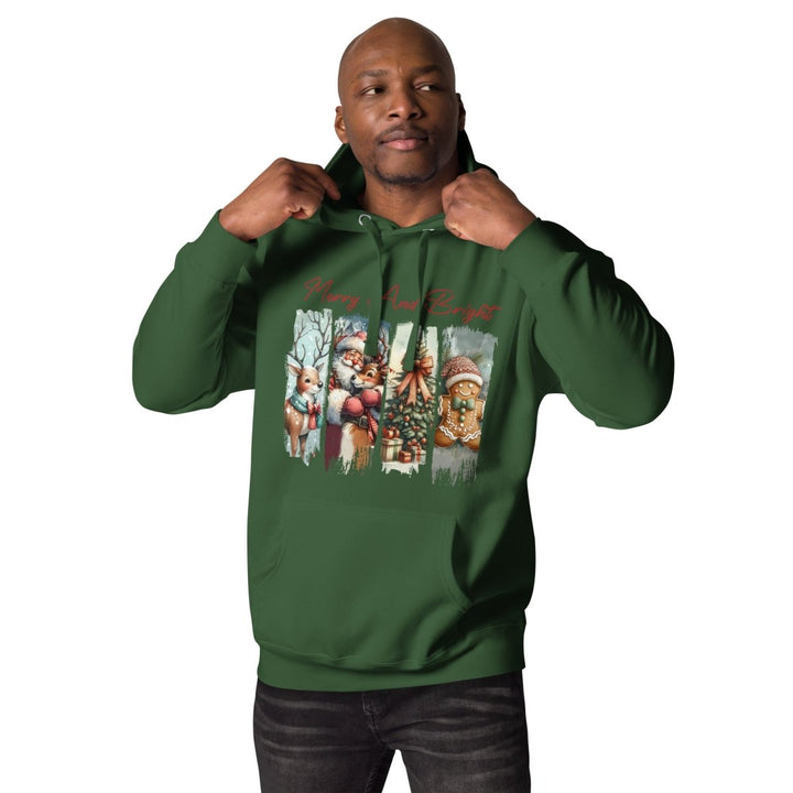 Merry And Bright Graphic Hoodie - White - S - ArtyKoala