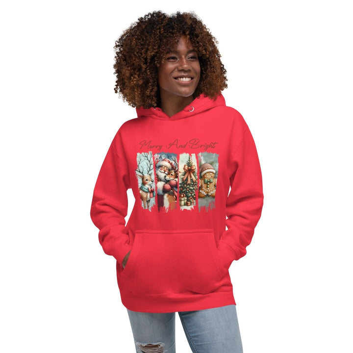 Merry And Bright Graphic Hoodie - White - S - ArtyKoala