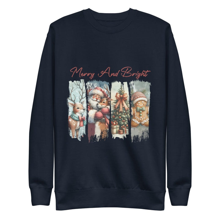 Merry - and Bright Graphic Sweatshirt - Navy Blazer - S - ArtyKoala
