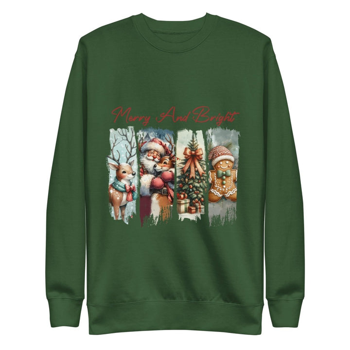 Merry - and Bright Graphic Sweatshirt - Forest Green - S - ArtyKoala