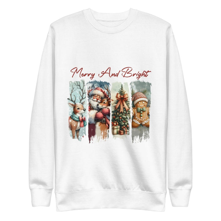 Merry - and Bright Graphic Sweatshirt - White - S - ArtyKoala