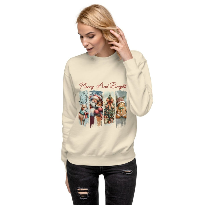 Merry - and Bright Graphic Sweatshirt - White - S - ArtyKoala
