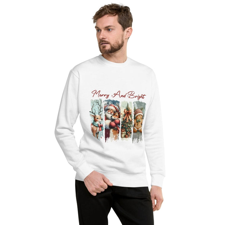 Merry - and Bright Graphic Sweatshirt - White - S - ArtyKoala