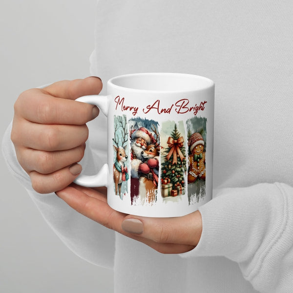 Merry And Bright White glossy mug - 11 oz - ArtyKoala