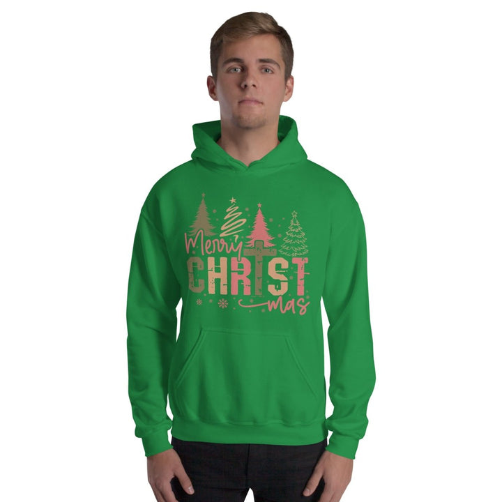 Merry Christmas Graphic Hoodie - Irish Green - S - ArtyKoala
