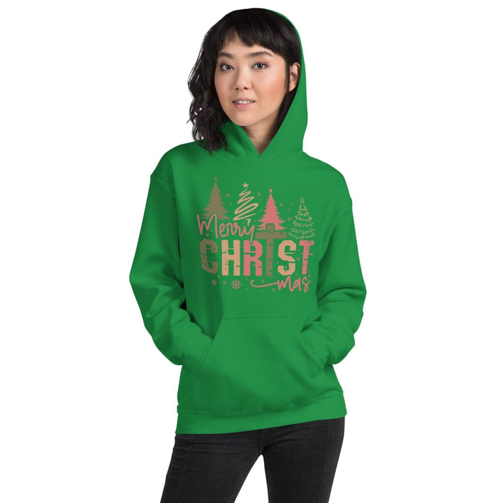 Merry Christmas Graphic Hoodie - Irish Green - S - ArtyKoala