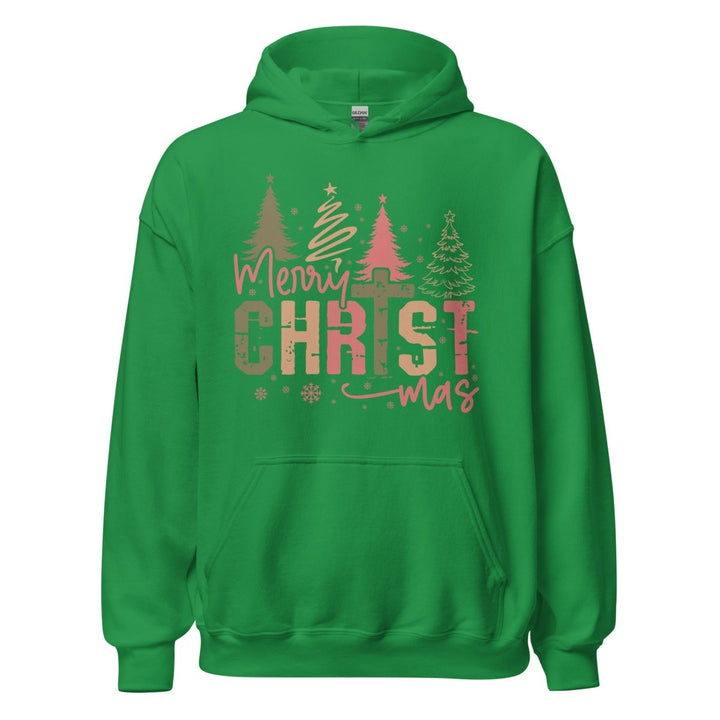 Merry Christmas Graphic Hoodie - Irish Green - S - ArtyKoala
