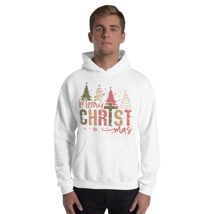 Merry Christmas Graphic Hoodie - White - S - ArtyKoala