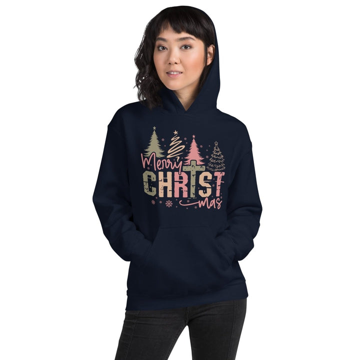 Merry Christmas Graphic Hoodie - Navy - S - ArtyKoala