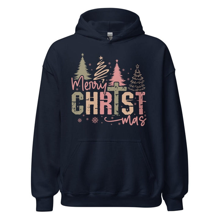 Merry Christmas Graphic Hoodie - Navy - S - ArtyKoala