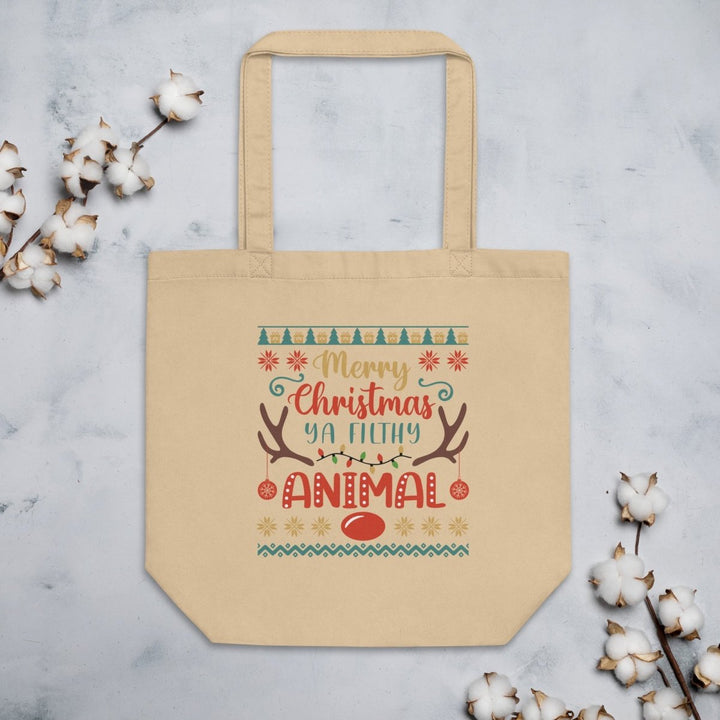 Merry Christmas Ya Eco Custom Tote Bag - Black - ArtyKoala