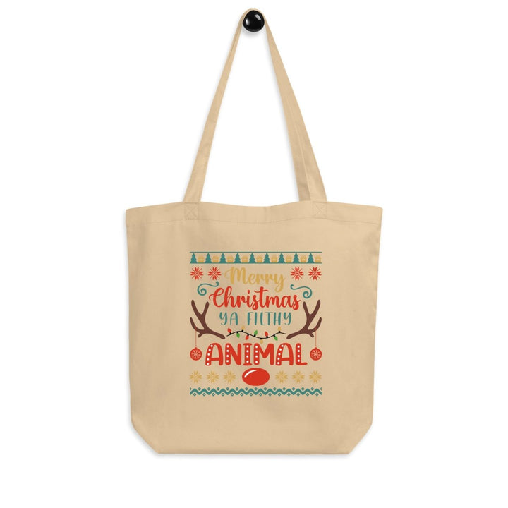 Merry Christmas Ya Eco Custom Tote Bag - Oyster - ArtyKoala