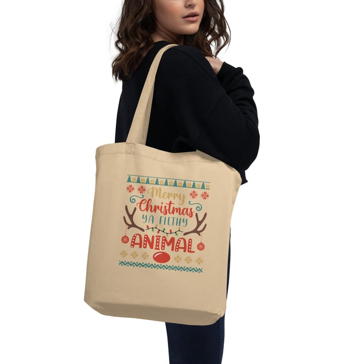 Merry Christmas Ya Eco Custom Tote Bag - Oyster - ArtyKoala
