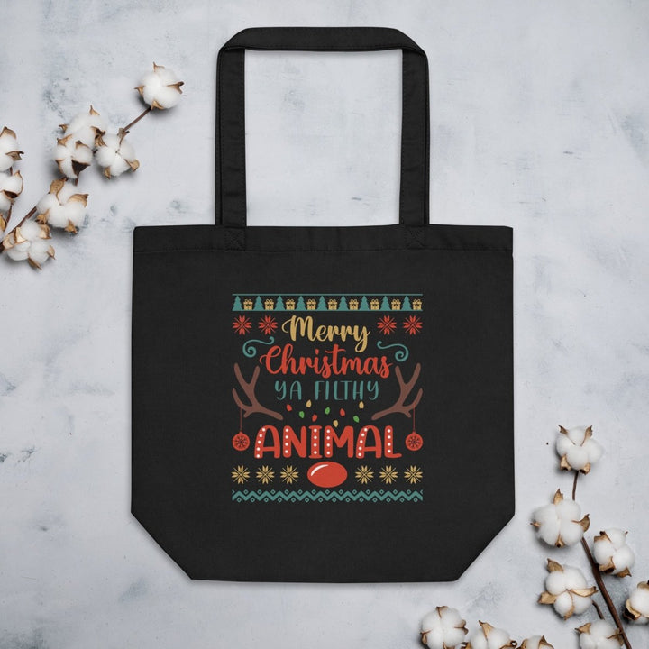 Merry Christmas Ya Eco Custom Tote Bag - Black - ArtyKoala