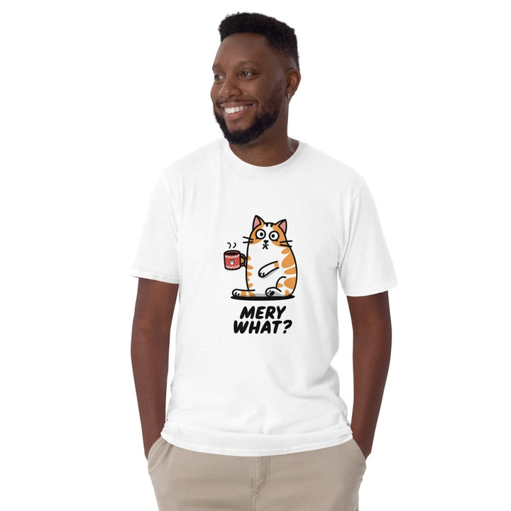 Merry What Cat Graphic Tee - White - S - ArtyKoala