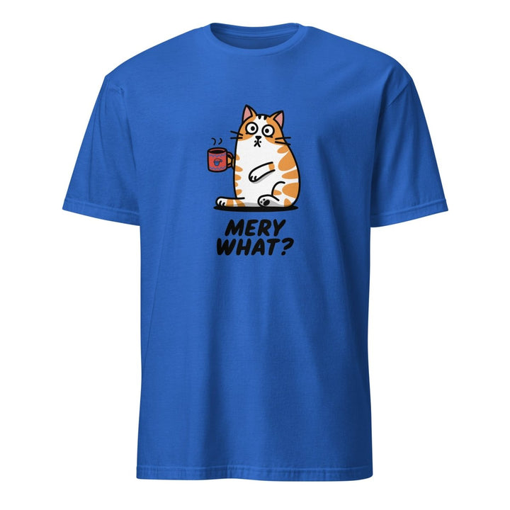 Merry What Cat Graphic Tee - Royal - S - ArtyKoala