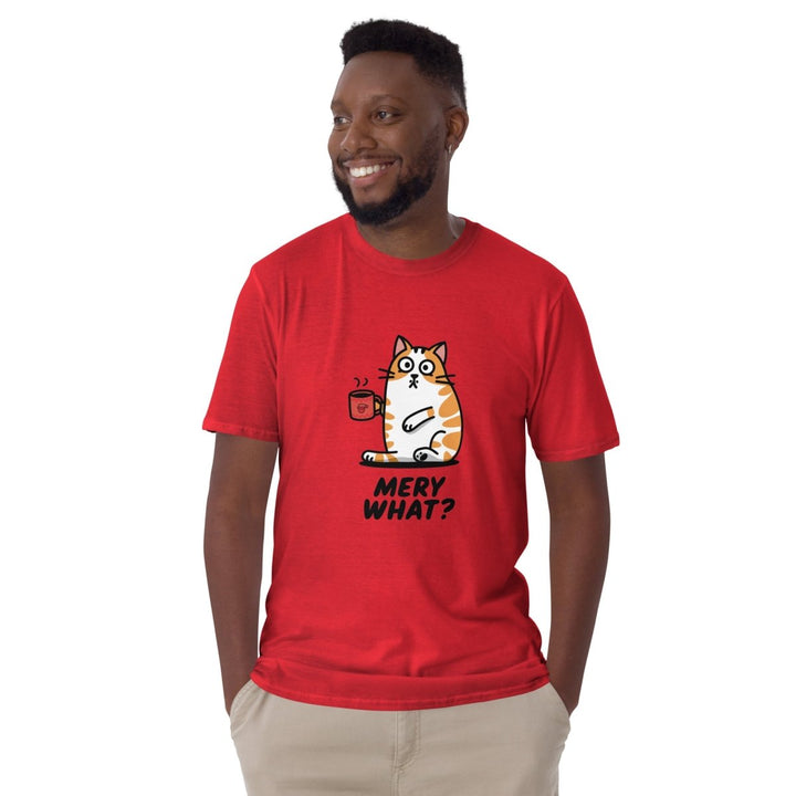Merry What Cat Graphic Tee - Red - S - ArtyKoala