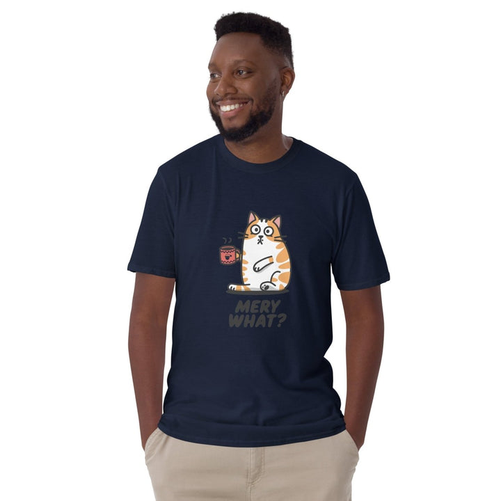 Merry What Cat Graphic Tee - Royal - S - ArtyKoala
