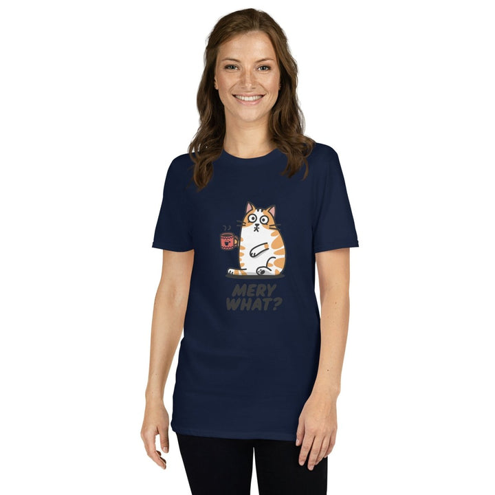Merry What Cat Graphic Tee - Navy - S - ArtyKoala