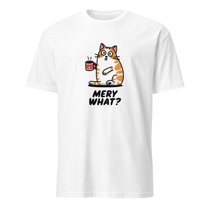 Merry What Cat Graphic Tee - White - S - ArtyKoala