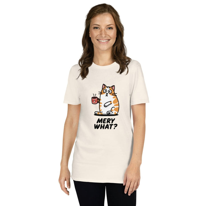 Merry What Cat Graphic Tee - White - S - ArtyKoala