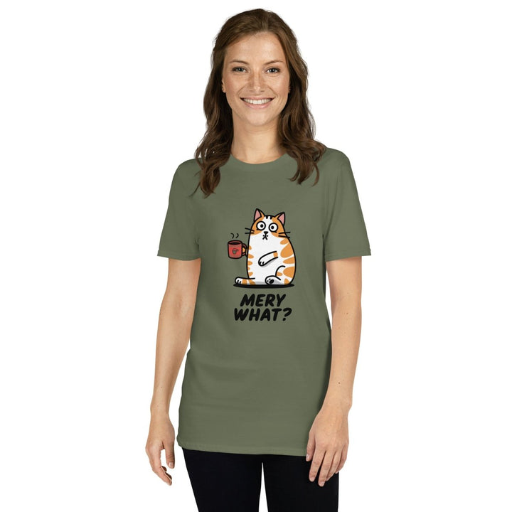 Merry What Cat Graphic Tee - White - S - ArtyKoala