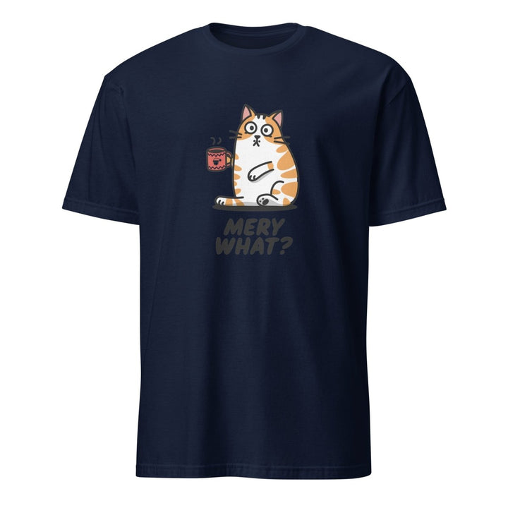Merry What Cat Graphic Tee - Navy - S - ArtyKoala