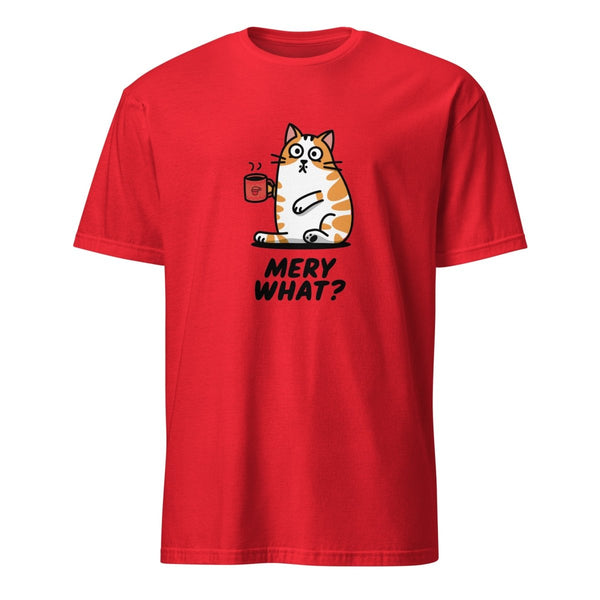 Merry What Cat Graphic Tee - Red - S - ArtyKoala